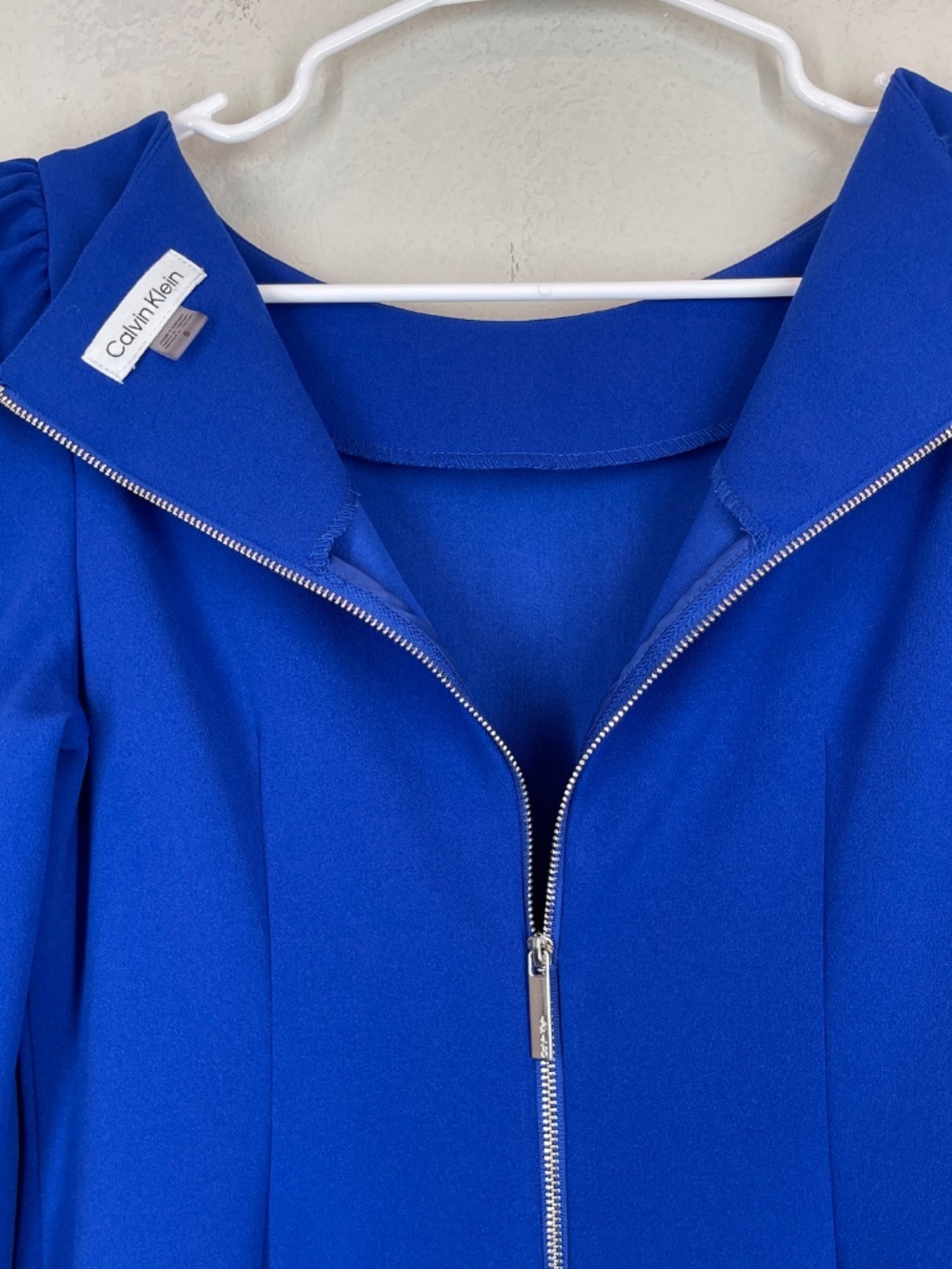 Calvin Klein Shift Dress Women's Size 8 Blue Long Sleeve Career Stretch - Picture 5 of 11